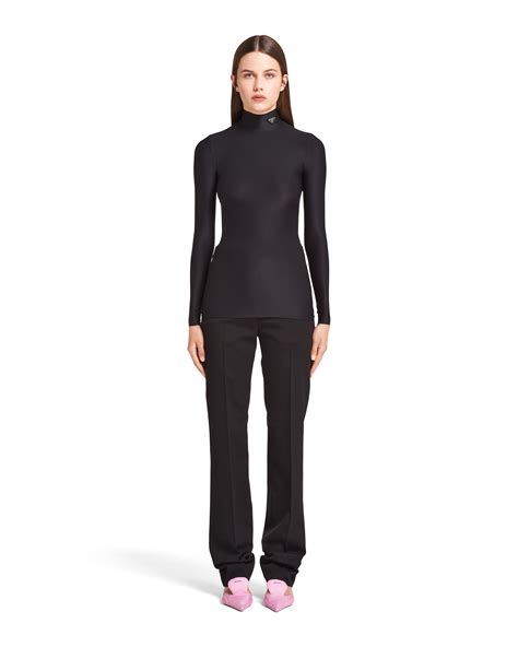 prada jersey turtleneck top|Black Jersey Turtleneck Top .